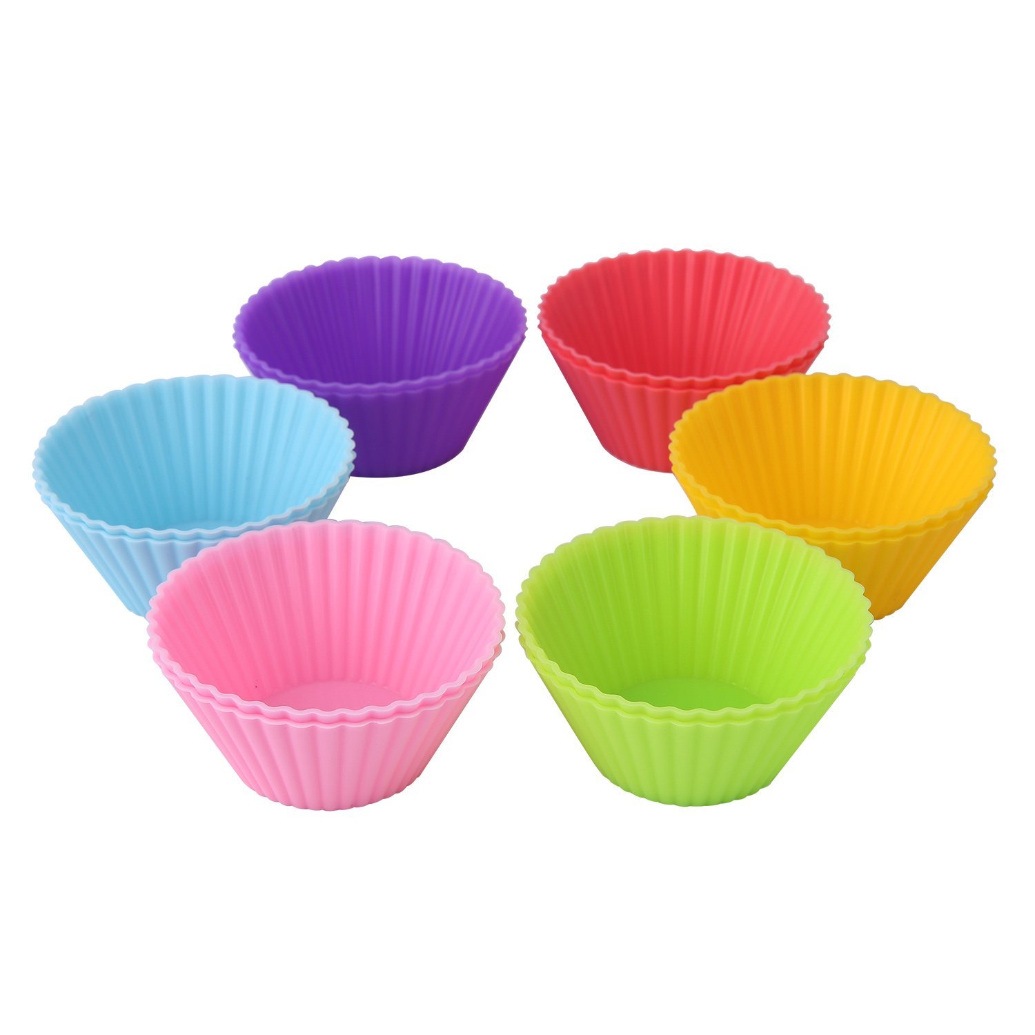 Crazy Egg Reusable Silicone Baking Cups Muffin Molds (12, 3 colors) N6 ...