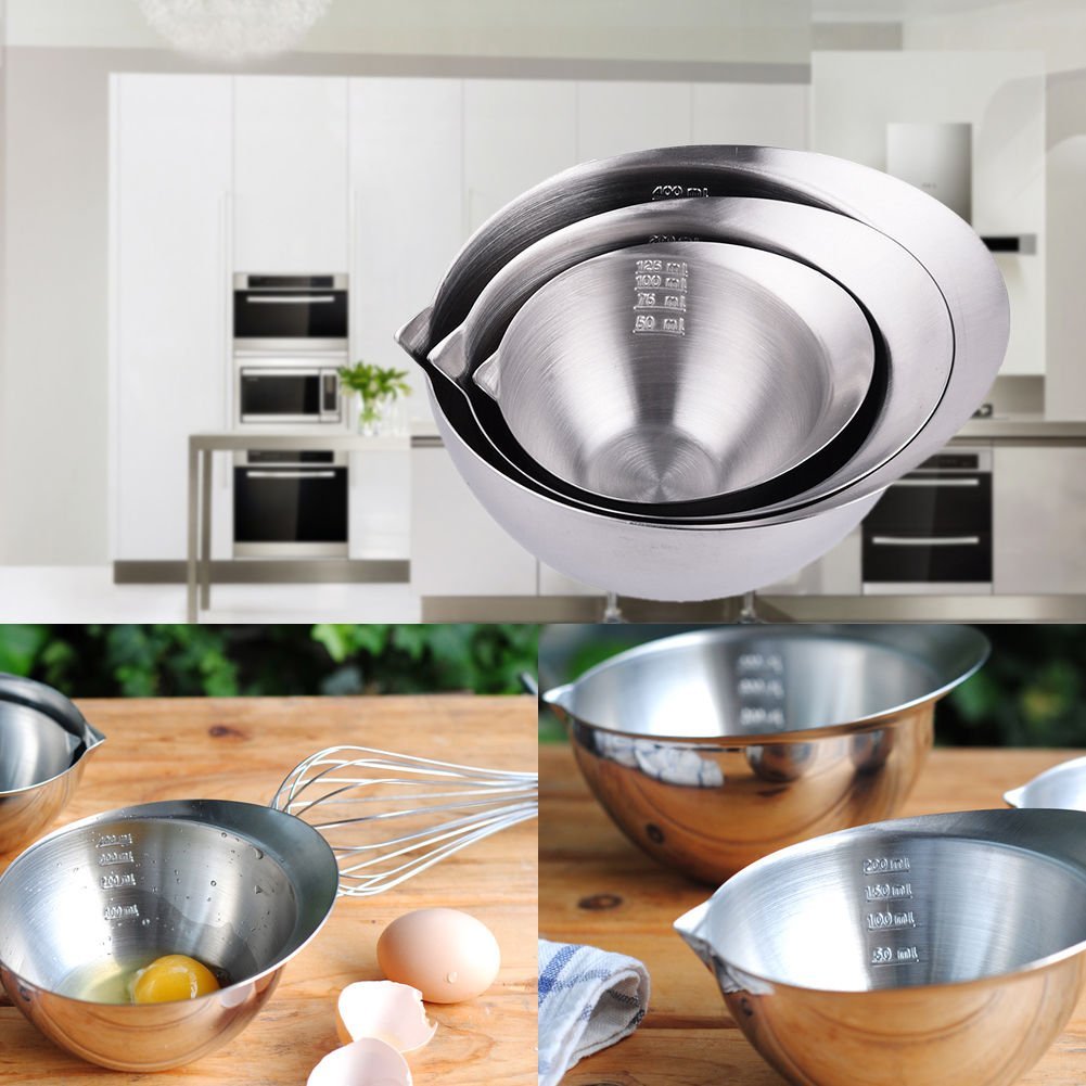 3pcs Stainless Steel Baking Prep Material Egg Beating Mixing Bowl Sets