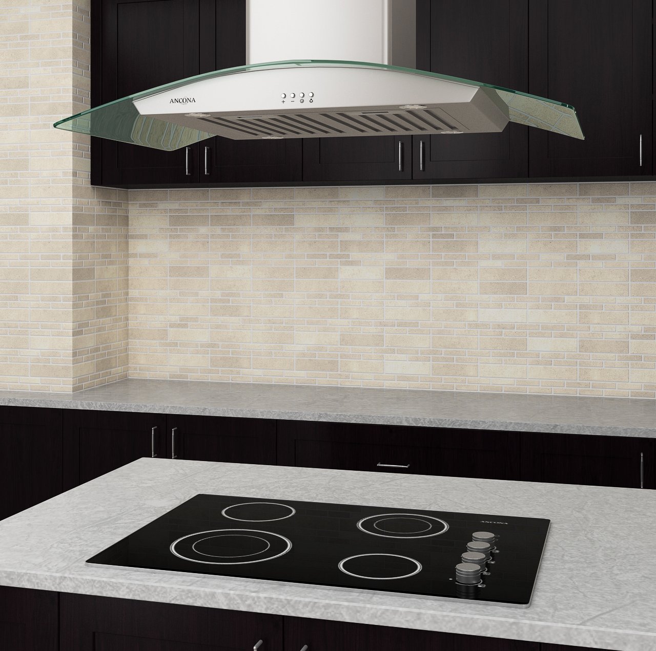 Ancona IGCP430 IslandMounted Glass Canopy Style Convertible Range Hood, 30Inch, Stainless