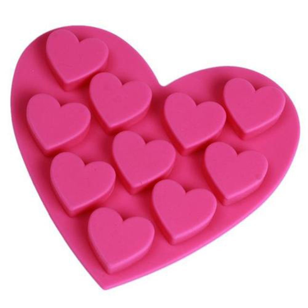 10-Heart Cake Mold Cookie Mould Flexible Silicone Mold Chocolate Mould ...