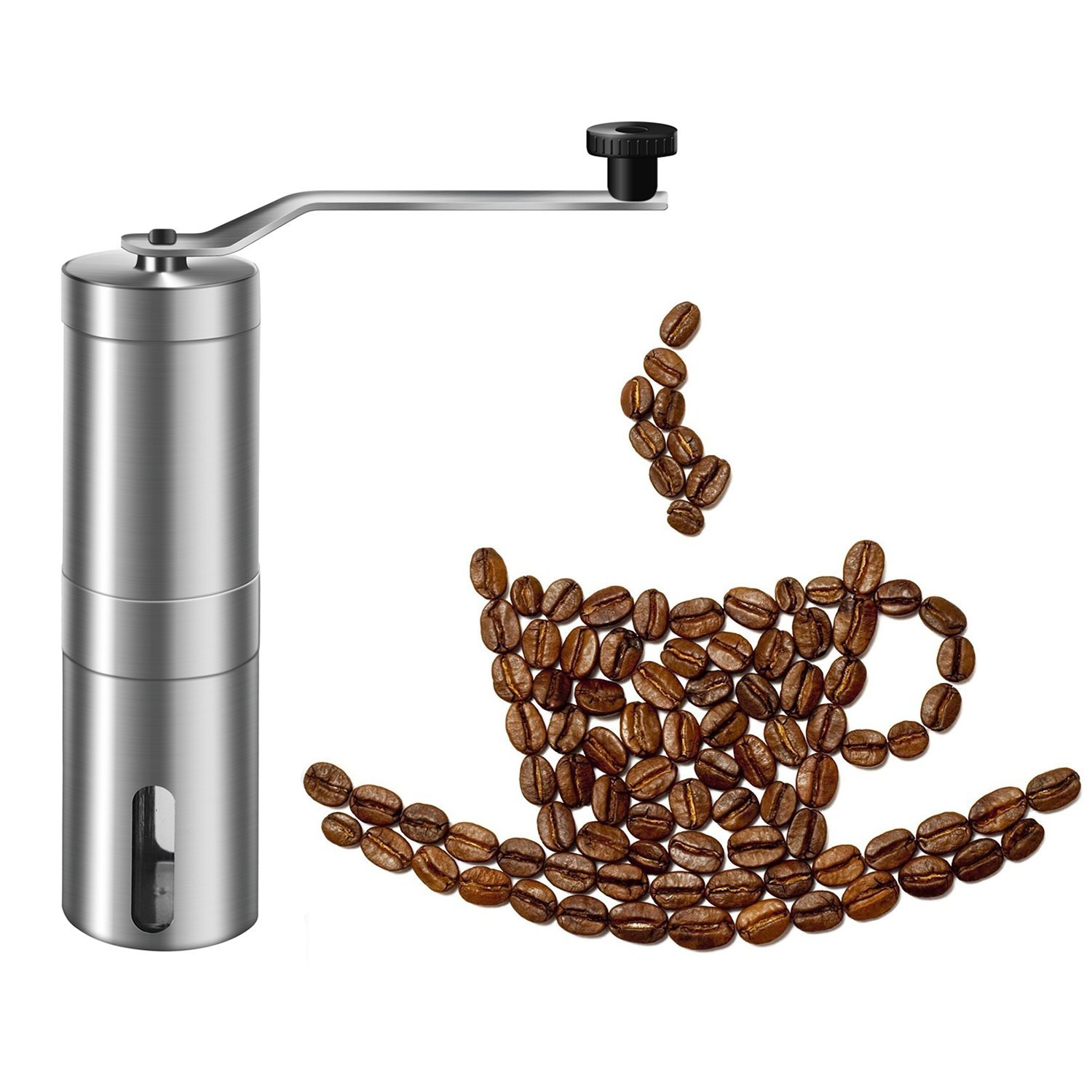 Manual Coffee Grinder, Amado Coarse Coffee Grinder Brushed Stainless
