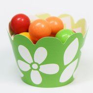 MINI Cupcake Wrappers Red and White Polka Dot, Solid, 24 Wraps, Confetti Couture Party Supplies N29