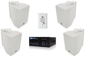 Complete Restaurant Sound System with Four Atlas Sound SM42T Loudspeakers, Mixer Amplifier and Remote Volume Control...