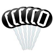 Set of 6 Cupcake Picks Toppers Decoration Letter Initial Black White - Letter G Initial N13