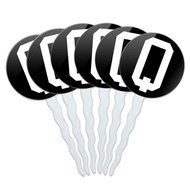 Set of 6 Cupcake Picks Toppers Decoration Letter Initial Black White - Letter G Initial N14