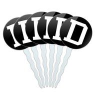 Set of 6 Cupcake Picks Toppers Decoration Letter Initial Black White - Letter G Initial N15