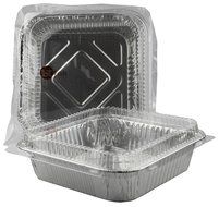 Square Foil Cake Pan 8&quot; x 8&quot; with Lid 5 Sets N3