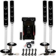 Acoustic Audio AAT1000 Tower 5.1 Speaker System with Bluetooth 2 Mics and 5 Extension Cables N2