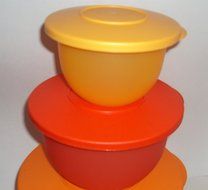 Tupperware Classic Impressions 3 Nesting Mixing Bowls Salad Bowl Set Hot Colors