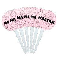 Maryam Cupcake Picks Toppers Decoration Set of 6 - Pink Speckles N3