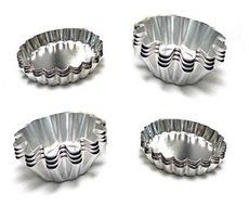 Set of 14 - Fluted Design Round and Oval Shape Tart Mold / Tartlet Pan / Mini Pie Tin