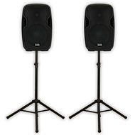 Acoustic Audio AA8UB Powered 1200 Watts 8" Bluetooth Speaker Pair and Stands 2 Way MP3 Players AA8UB-PK2