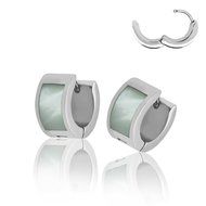 SoulCats&reg; stainless steel hoop earrings pearl Creole Huggie stainless steel, Size: &Oslash; 14mm...