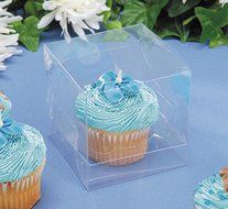 Darice 12 Piece Cupcake Box, 3.5 by 3.5 by 3.5&quot;, Clear