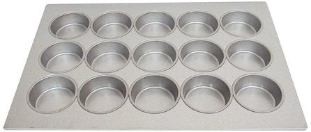 Magna Industries 15362 22-Gauge Aluminized Steel Mini Cake Muffin Pan, 4-1/4" Diameter, 3 x 5 Cups Layout (Pack...