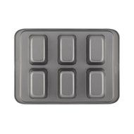 Cake Boss Basics Nonstick Bakeware 6-Cup Mini Loaf Pan, Gray N3