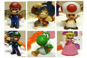 Mario Brothers 23 Piece Birthday Cake Topper Set Featuring Mario Castle, Bomb, Mario Coins, 6 Mario Figures Including... N3