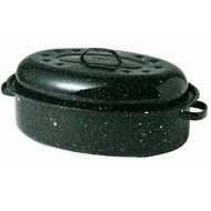 Columbian Home Covered Oval Roaster Ceramic On Steel Black 15" X 10-1/4" X 6-1/4" N2