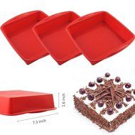 2 PCS Set - AYAMAYA 7.3 inch Silicone Square Cake Pan Nonstick Loaf Baking Pan N3
