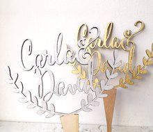Wedding cake topper, personalized deer antler cake topper, rustic wedding cake topper, wooden antlers cake topper... N2