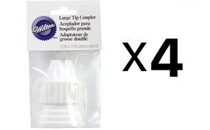 Wilton Large Cake Decorating Tip Coupler New White Plastic Large Coupler(4-Pack)