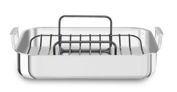 KitchenAid KitchenAid KC1T16RP 16" Tri-Ply Stainless Steel Roaster with Rack - Brushed Exterior and Polished Interior... N3