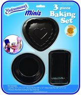 Entenmann's Minis 3 Piece Baking Set (3 mini pans, loaf pan, round pie pan, heart cake pan) N3