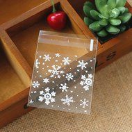 LingStar 100PCS Clear Christmas Gifts White Snowflake Bake Cookies Biscuit Candy Plastic Packaging Bags N24
