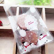 LingStar 100PCS Clear Christmas Gifts White Snowflake Bake Cookies Biscuit Candy Plastic Packaging Bags N28