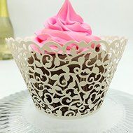 CozyT 50 PACK Vine Design Cupcake Wrappers Artistic Bake Cake Paper Cups Vine Lace Laser Cut Liner Baking Cup... N7