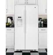 GE GSE25ETHWW 24.7 Cu. Ft. White Side-By-Side Refrigerator - Energy Star N6