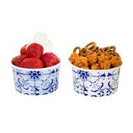 Talking Tables Party Porcelain Dessert Bowls with Wooden Spoons (8 Pack), White &amp; Blue N2