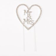 Mr &amp; Mrs Heart Wedding Cake Topper Gold Monogram Rhinestone Decoration (Gold) N8