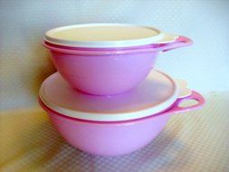 Tupperware THATSA Jr 12c &amp; Mini 6c Mixing BOWL Set NEW Pink