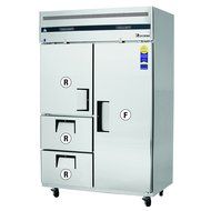 Two Section, One Half Door and Two Drawer Refrigerator, One Full Door Freezer