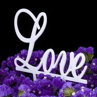 LOVENJOY Gift Box Pack LOVE Monogram Wedding Engagement Cake Party Topper (5.7-inch, Silver Glitter) N7
