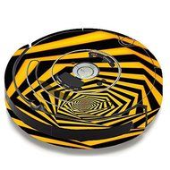Skin Decal Vinyl Wrap For IRobot Roomba 650 655 Vacuum / Black Yellow Trippy Pattern