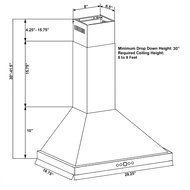 Perfetto Kitchen and Bath 30" Convertible Wall Mount Range Hood in Stainless Steel with LEDs and Push Controls N16
