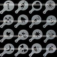 Yinyol Coffee Stencil Cappuccino Barista Plastic Decorating Food Pastry Stencil (16 Piece)