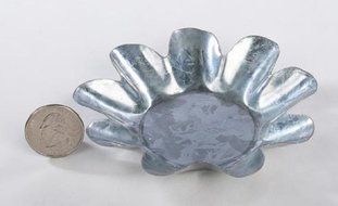 4&quot; Primitive Galvanized Flower Candle Pan Tart Mold Set of 10 N2