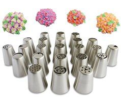 Angie Madison 29PCS/SET Cake Decorating Tips - Russian Piping Tips &amp; Bag Set&ndash;23 EXTRA LARGE Stainless Steel Nozzles... N5