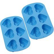 Chefaith 2 Pcs 6-Cup Silicone Muffin / Cupcake Baking Pan [Heart-Shaped Baking Cups] - Non-Stick, Heat Resistant... N4