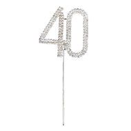 Cake Topper - TOOGOO(R) Crystal Rhinestone Bling Silver Number 40 Birthday 40th Anniversary Cake Top Topper N2