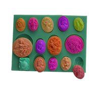 TANGCHU Silicone Fondant Cake Molds Figure Cameo Cake Design Moulds 4.6*3.66*0.43inch
