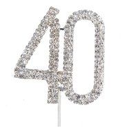 Cake Topper - TOOGOO(R) Crystal Rhinestone Bling Silver Number 40 Birthday 40th Anniversary Cake Top Topper N3
