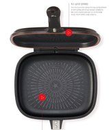 Happycall PLASMA Titanium Coating Double Grill Pan IH (Induction) Compatible New Version (2 Set (10.8"+11.8")) N3