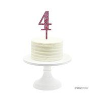 Andaz Press 5th Birthday and Anniversary Acrylic Cake Toppers, Pink Glitter, Number 5, 1-Pack N49