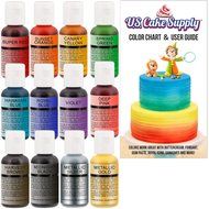 12 Color-US Cake Supply by Chefmaster Airbrush Cake Color Set - The 12 Most Popular Colors in 0.7 fl. oz. (20ml... N2
