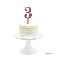 Andaz Press 5th Birthday and Anniversary Acrylic Cake Toppers, Pink Glitter, Number 5, 1-Pack N52