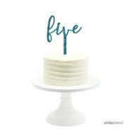 Andaz Press 5th Birthday and Anniversary Acrylic Cake Toppers, Pink Glitter, Number 5, 1-Pack N60